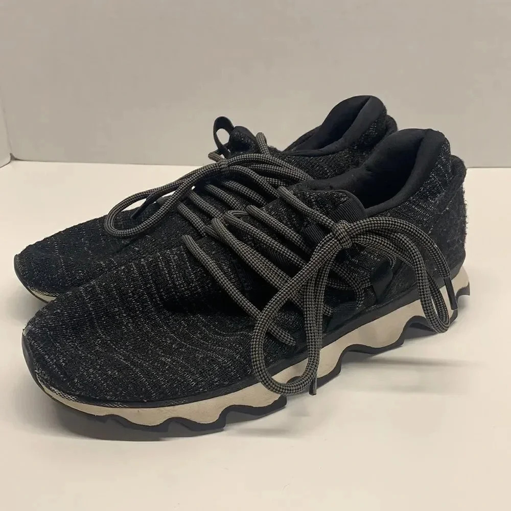 Sorel Kinetic Lace Up Low Top Knit Sneakers Running Shoe Black Women's 8